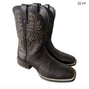 Ariat Sport Performance black Western Cowboy boots Broad toe Wide Men’s Size 11D